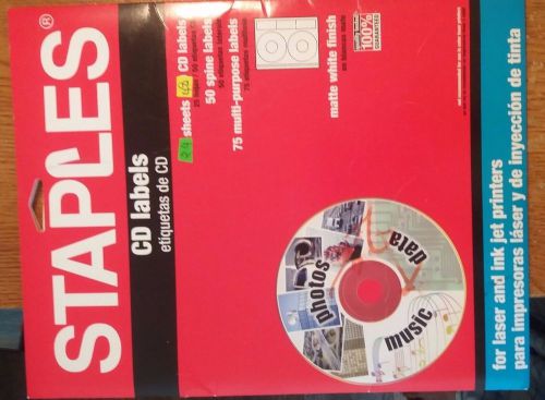 NEW, OPEN BOX.Staples CD/DVD Labels, 24 sheets 48 Labels (33013-US)