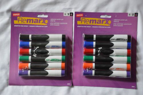 Staples Remarx 6 Gripped Color Dry Erase Markers Lot of 2 Chisel Tip Broad Fine