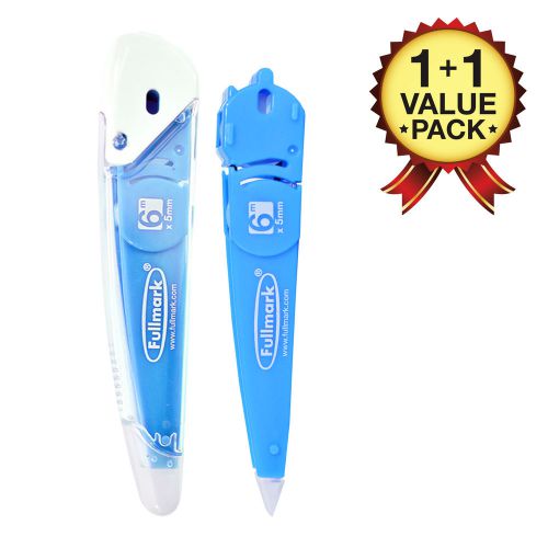 Fullmark Model J Refillable Correction Tape Blue - 1+1 Pack (0.2&#034; x 236 Inches)