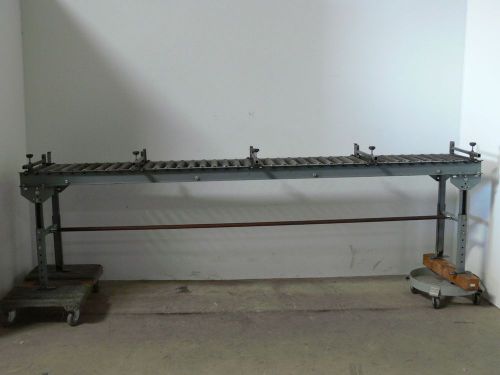 Manual Roller Rolling Conveyor 10&#034; feet long by 19&#034; wide w/ pipe holders