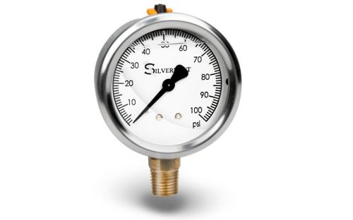 Silverbolt liquid filled pressure gauge 2.5&#034; x 1/4&#034; lm 100 psi, gl fld 30242100 for sale