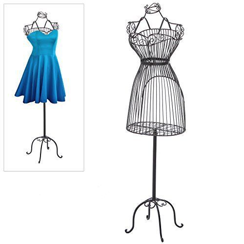 MyGift Black Scrollwork Metal Wire Dress Form / Freestanding Dressmaker&#039;s