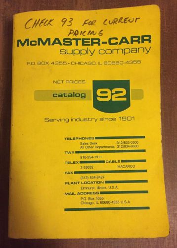 Vtg McMaster Carr #92 Industrial Supply Co. Catalog 1984 Asbestos Litigation