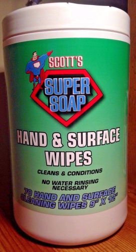 Scott&#039;s super soap hand and surface wipes 70 count   all natural++ free shipping for sale
