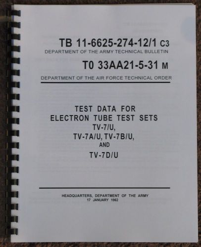 Tv-7d/u tv-7 ultimate updated tube test data book: tube tester for sale
