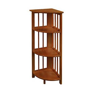 Casual Home 4-Shelf Corner Folding Bookcase, Honey Oak New