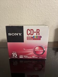 Sony CD-R Music 15 Pack 80 min Discs w/ Cases Color Collection New Sealed