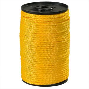 1/4&#034; Yellow Hollow 1,000 lb Braided Polypropylene Rope, Single Roll