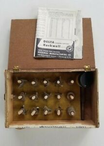24 DELTA ROCKWELL WOOD SHAPER CUTTERS &amp; 6 SPACERS, COLLARS &amp; PAPERS router