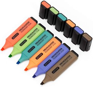 ZEYAR Highlighter, Chisel Tip Marker Pen, Assorted Colors, Water Based, Quick 6