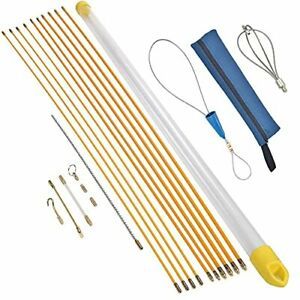 33FT Fiberglass Fish Tape Cable Rods Fish stick Wire Running Fish Tape Kit Co...