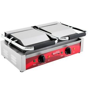 Avantco Double Commercial Panini Sandwich Grill with Smooth Plates