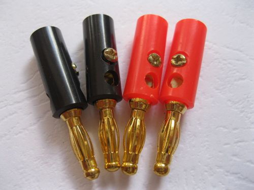 120 pcs 4mm banana plug gold plated red &amp; black 40mm for sale