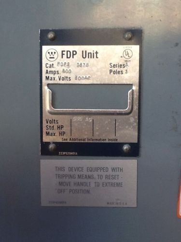 Cutler-Hammer FDPW365R /w Hardware 400A 600V FDPW Fused Switch Westinghouse 365R