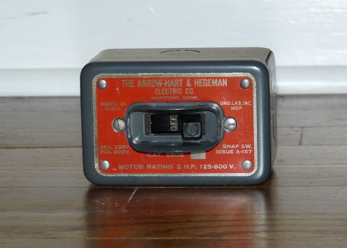 Vintage arrow h&amp;h double pole, single phase, motor starting switch, cat. 6808 for sale