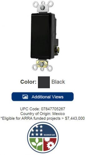 New leviton 5621-2e decora plus rocker single-pole ac quiet switch, black for sale
