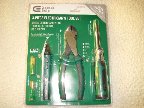&#034;commercial electric&#034;  (3 piece) electrician&#039;s tool set - proffessional brand for sale