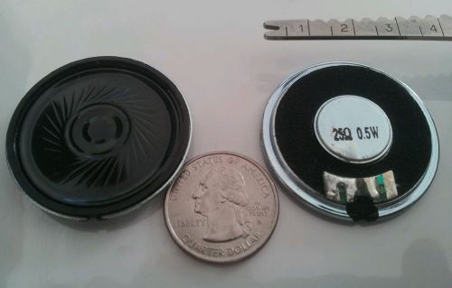 40mm x 6.5mm  sub-mineature poly speaker driver 25 ohm, .5w replacement 2-way ht for sale