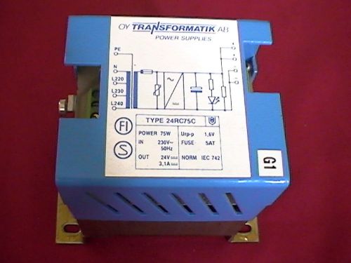 TRANSFORMATIK POWER SUPPLY / TRANSFORMER TYPE 24RC75C (USED BUT FUNCTIONAL)