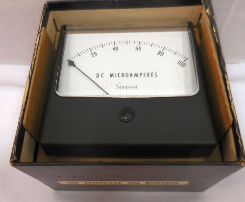 Simpson Electric 1327 0-100 DC Microamps Wide Vue Cat No 4390 Annulap (522)