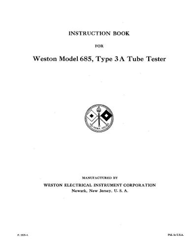 Weston 685 type 3 and 3A Tube Tester Manual
