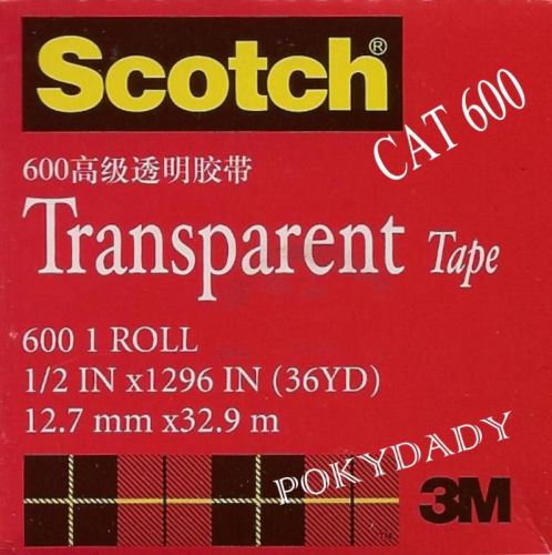 5pcs 3M Scotch Transparent tape 600  12.7mm X 33m
