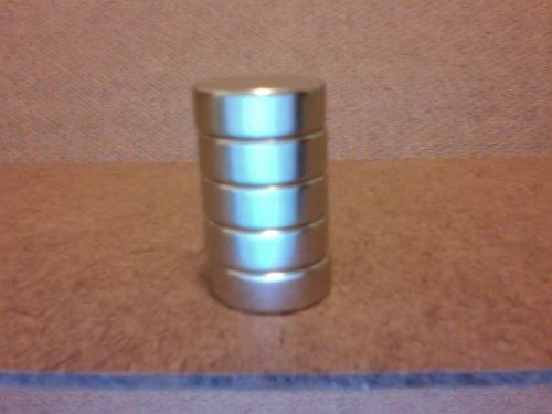 5 n52 neodymium cylindrical (3/4 x 1/4) inch cylinder magnets. for sale