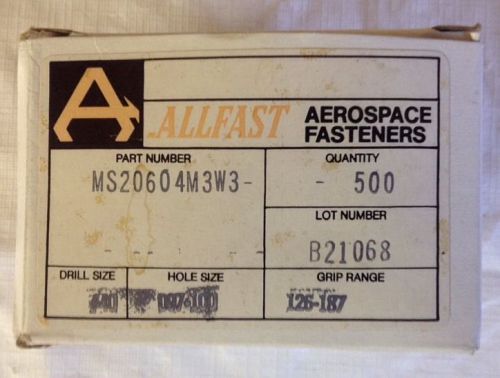 Allfast Fasteners MS20604M3W3 #40 Count: 500