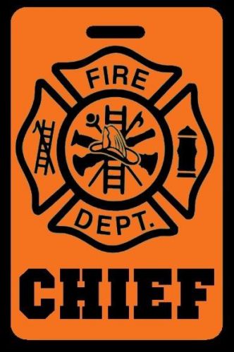 Orange chief firefighter luggage/gear bag tag - free personalization-new for sale