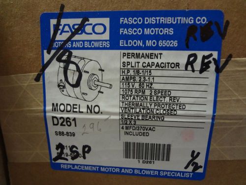 FASCO UNIT HEATER MOTOR D261 1/8 1/15 HP 115V 2 SPEED NEW IN THE BOX   