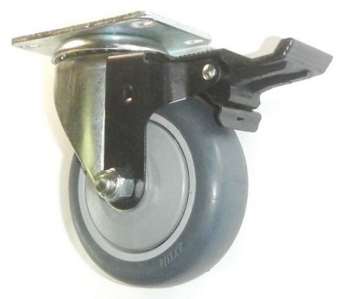 Set of 4  plate casters with 4&#034; gray poly wheel and posi lock for sale