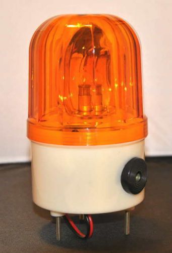 One 100mm Orange Warning Light with Buzzer 12VDC
