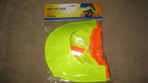 Hi visibility yellow hard hat visor w neck shield ez cool poly reflective-new!! for sale