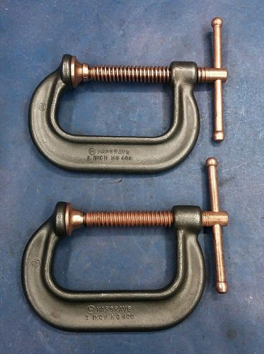 (2)hargrave 3&#034; c-clamps copper plated #400 400 (nice) for sale