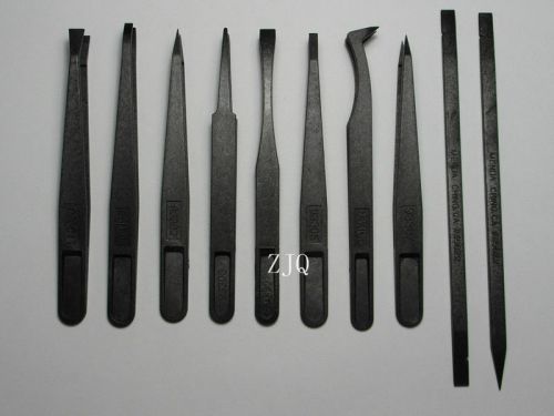 Full Set 10 Professional Plastic Tweezers Precision Non Magnetic for PC Repair