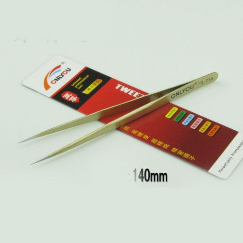 1PC Golden Stainless Steel Tweezers Craft Plier for Jewelry IC SMD SMT phone 11A