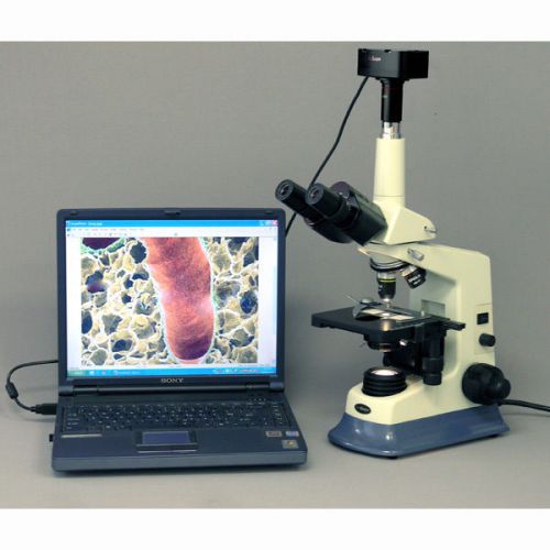 40x-1600x doctor vet lab compound microscope + 10ma usb camera windows &amp; mac os for sale