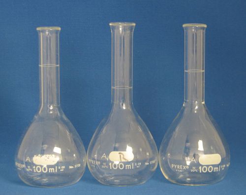 Pyrex Bates Sugar Analysis Flasks 100mL Class A #5720 Qty 3