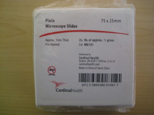 New Sealed Plain Microscope Slides 75 x 25 mm Cardinal Health 1/2 Gross