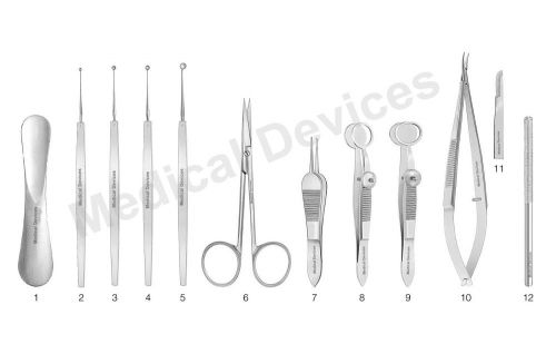 Chalazion ophthalmic eye instruments cataract surgery set 12 pcs for sale