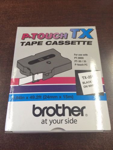 New Brother TX2511 Black on White Tape, P-touch TX-2511
