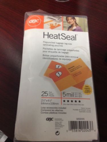 GBC Heatseal Laminating Pouches Luggage Tag w/Loop, 25 Pouches/Pack, 5 mil