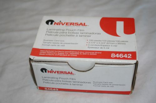 Universal 84642 Business Card Size Laminating Pouch Film 93 Pieces 2-1/4&#034;x3-3/4&#034;