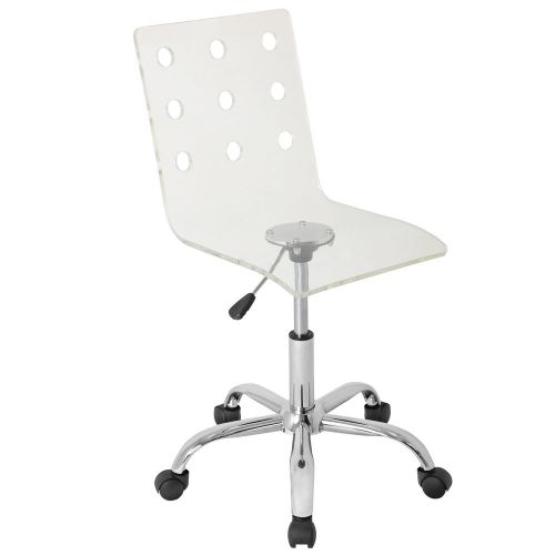 LumiSource Swiss Clear/Acrylic/Chrome/Metal Swivel Office Computer Chair Wheels