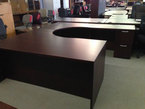 EXECUTIVE U-SHAPE DESK in MAHOGANY COLOR WOOD by OFS OFFICE FURNITURE
