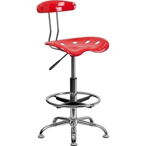 Cherry Chair Drafting Stool Tractor Seat Vibrant Chrome Comfort Home Office Seat