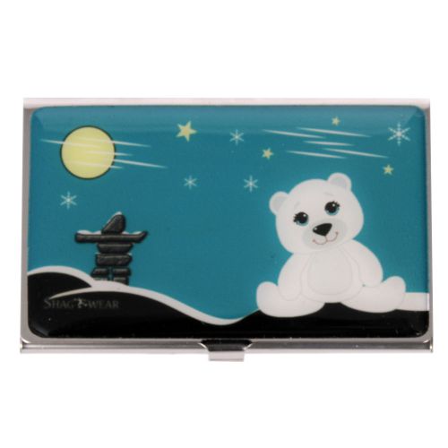 New Business Card / Credit Card Holder by Shagwear Blue Polar Bear