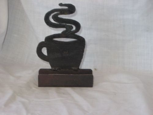 Business cardholder cast iron black metal coffee cup shape