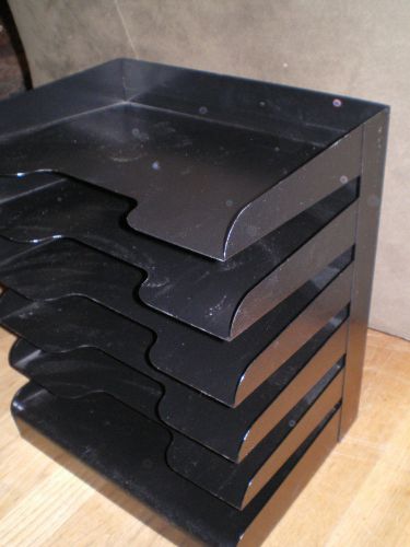 BUDDY 6-TIER BLACK METAL DESK FILE PAPER TRAY IN &amp; OUT BOX ORGANIZER SORTER