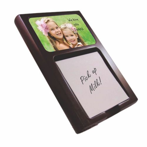 Personalized photo mahogany sticky note pad holder office gift desk picture for sale